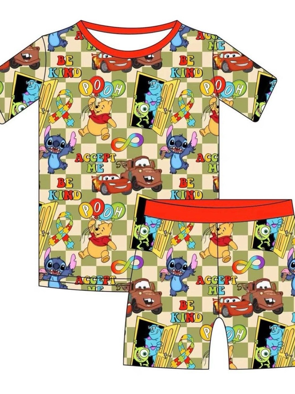 BAMBOO Kids Cartoon Character short Set - Red, Yellow, Blue, Green